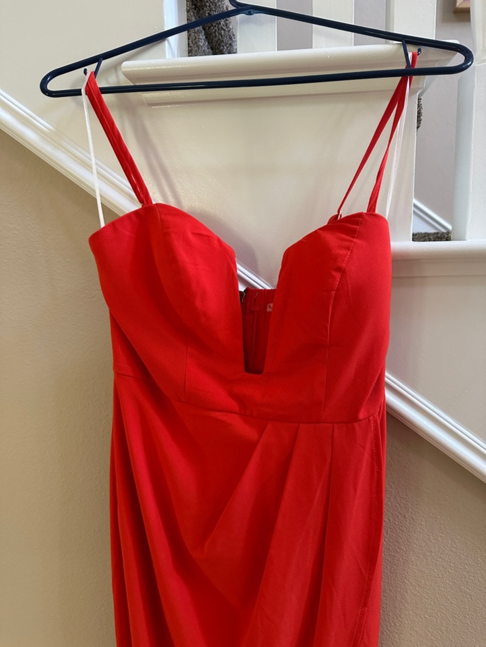 Red Strappy Sweetheart Midi Dress - Picture 2 of 7